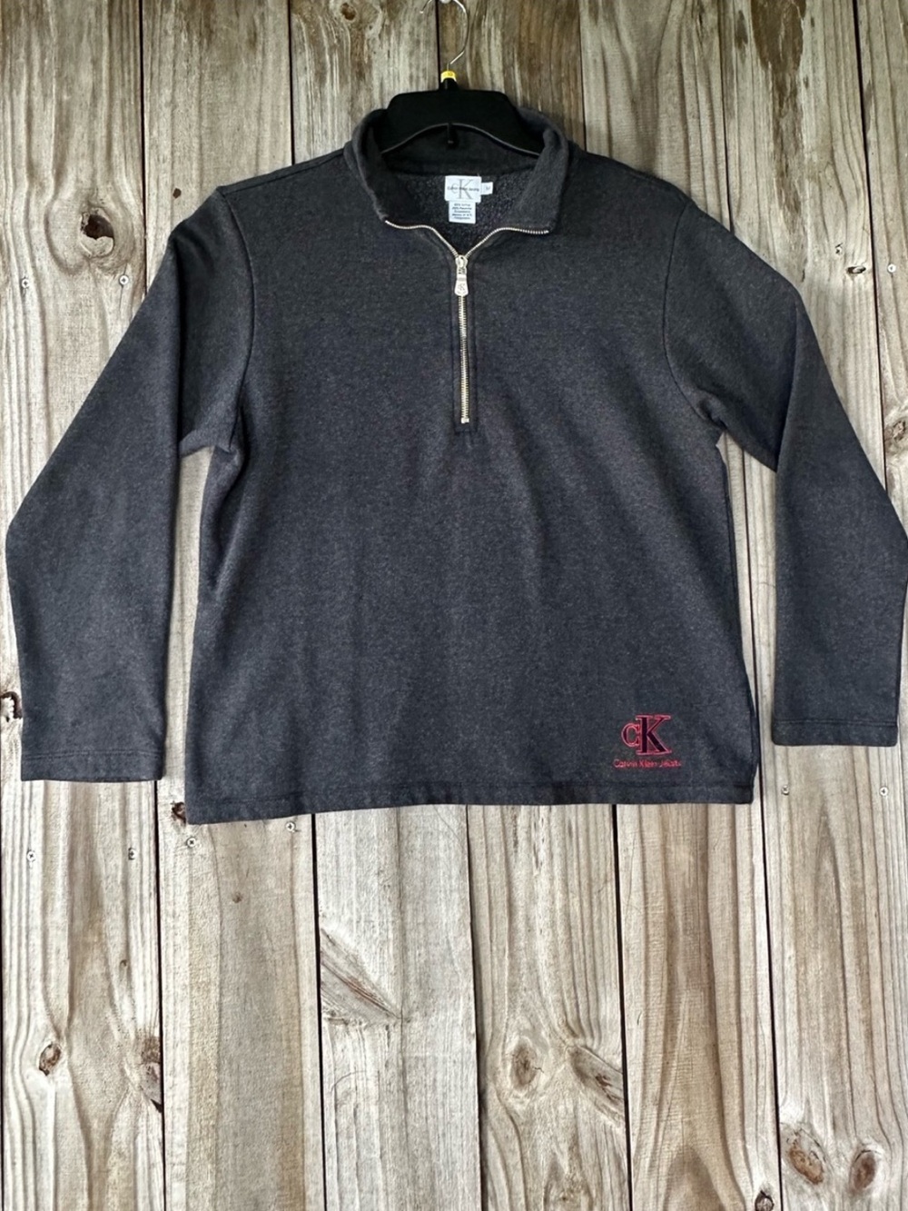 Calvin Klein Dark Charcoal Gray Half-Zip Sweater Women’s Size Medium Fall Winter